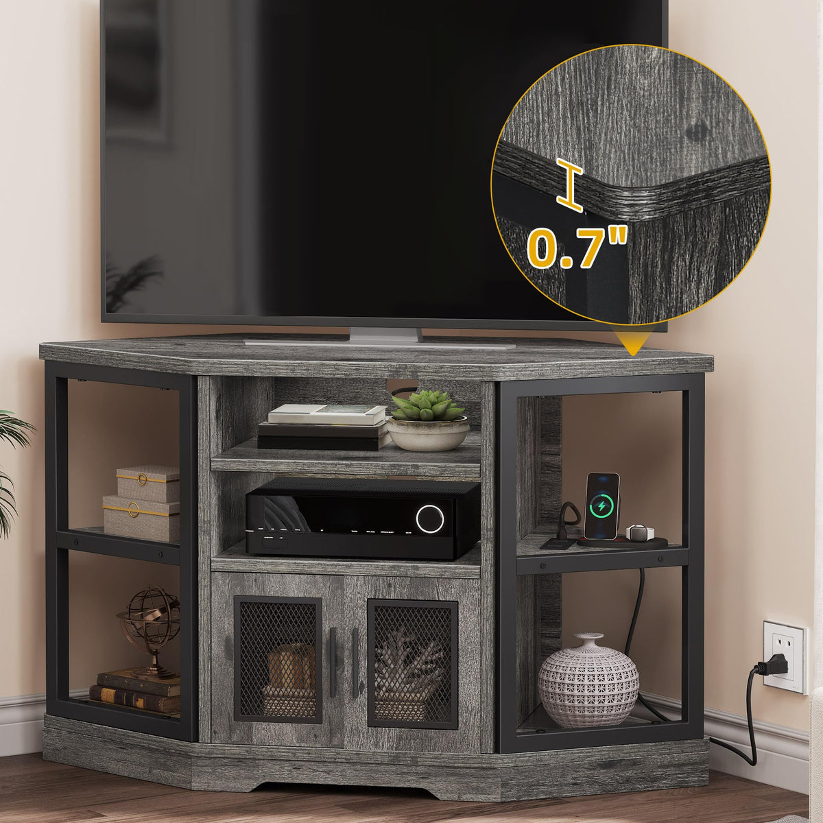 Grey Oak Corner TV Stand K4348