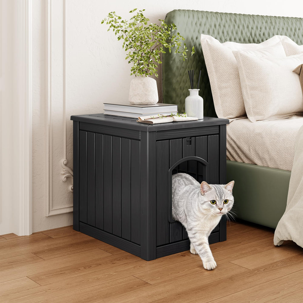 Weatherproof Resin Cat House with Hidden Litter Box M618