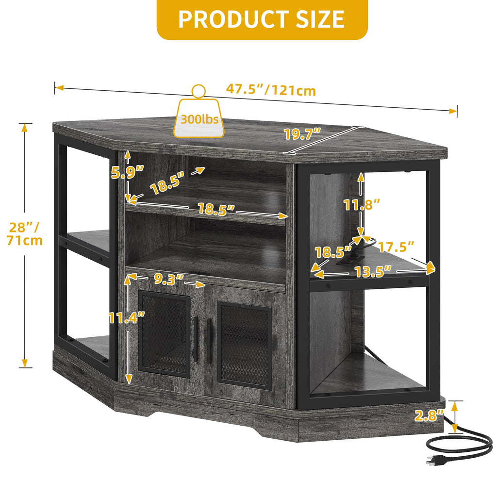 Grey Oak Corner TV Stand K4348
