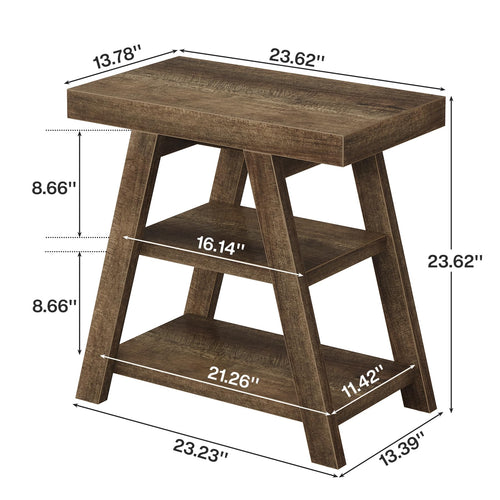 3-Tier Wooden Sofa Side Table with Trapezoid Legs B399