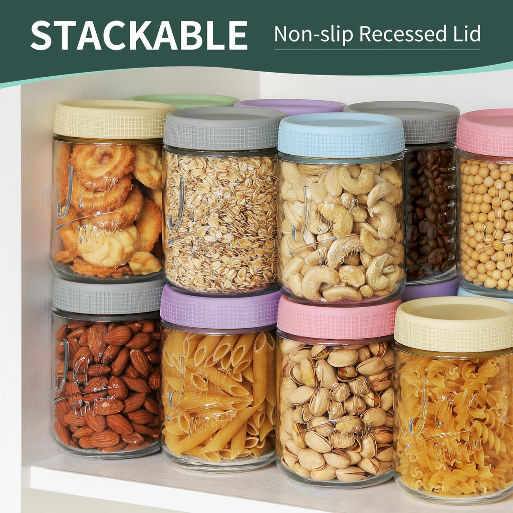 6 Pack 16 oz Glass Containers with Lids C63169