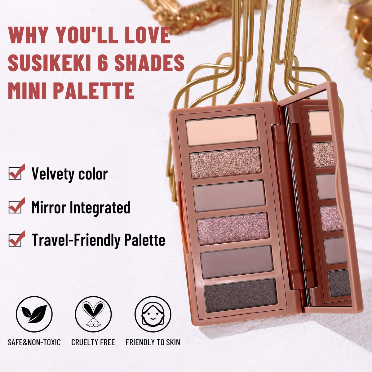 Neutral Nude Matte & Shimmer 6 Colors Mini Eyeshadow Palette V236