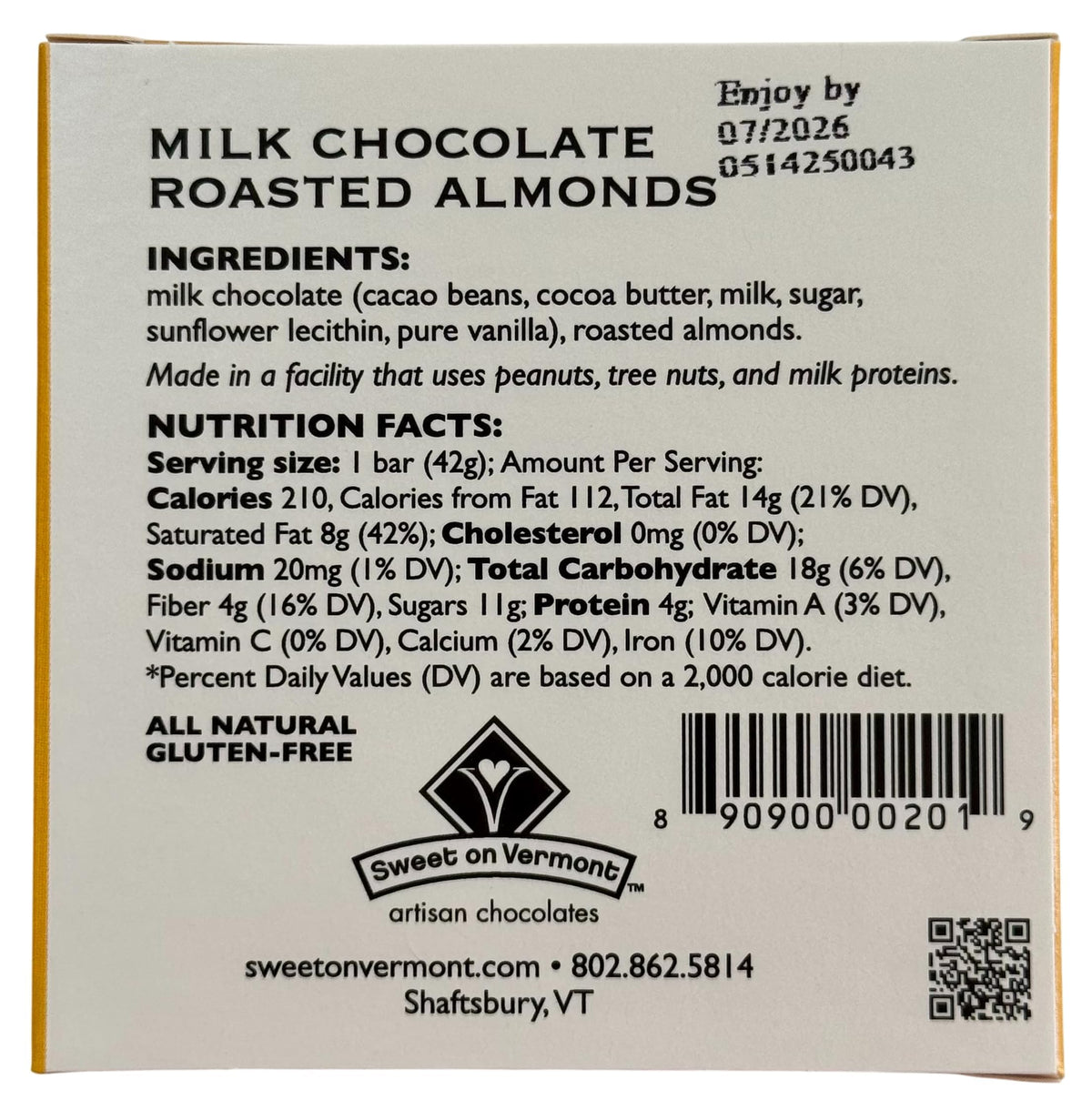 Milk Chocolate Roasted Almonds Bars 9 Pack 1.5 oz N1912
