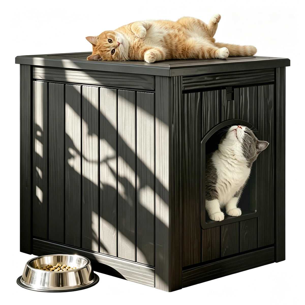 Weatherproof Resin Cat House with Hidden Litter Box M618