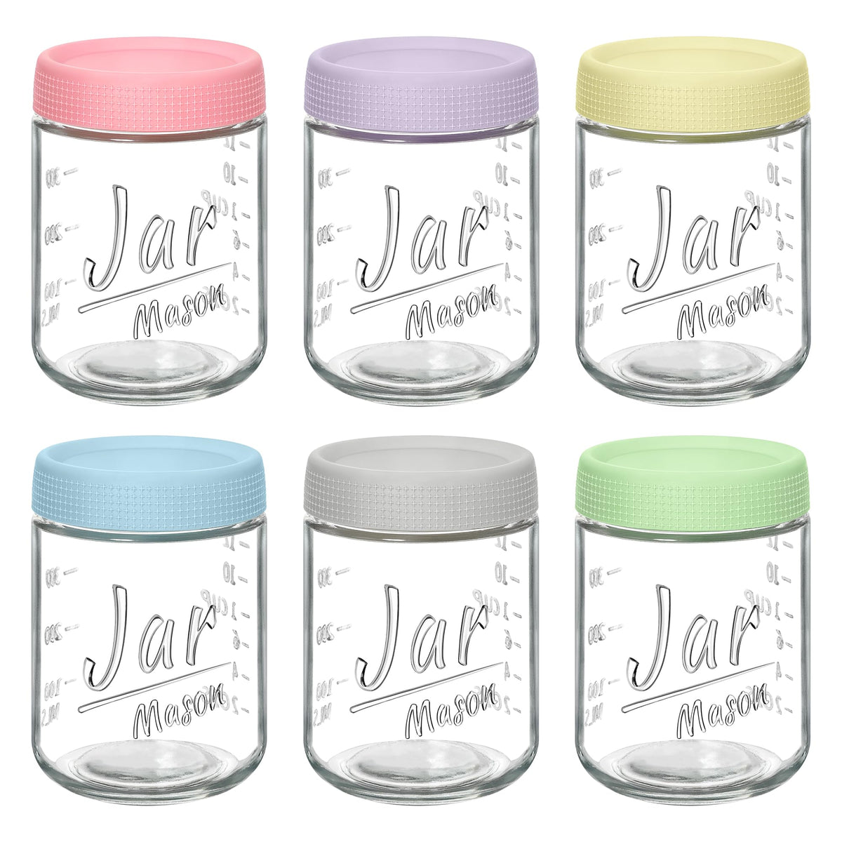 6 Pack 16 oz Glass Containers with Lids C63169