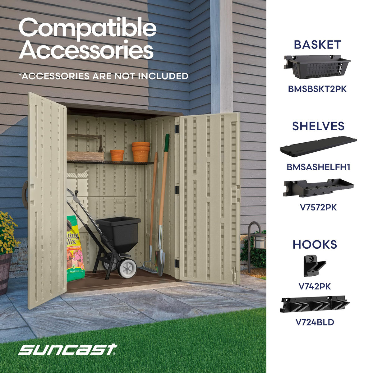 Water Resistant Resin Vertical Outdoor Storage Shed 54 cu. ft. R815