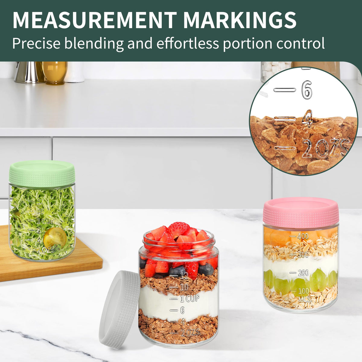 6 Pack 16 oz Glass Containers with Lids C63169