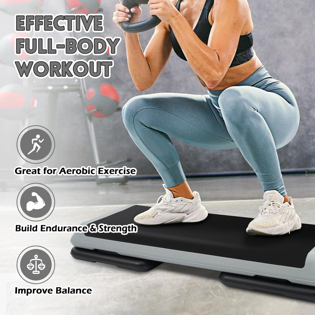 Adjustable Step Aerobic Platform with 4 Stackable Risers J74867