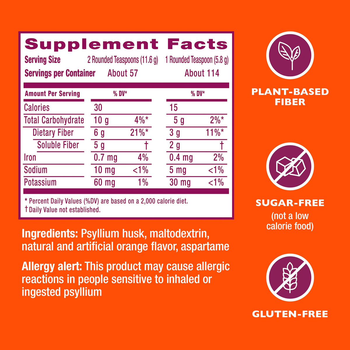 Sugar-Free Orange Flavored Psyllium Husk Fiber Powder C279748