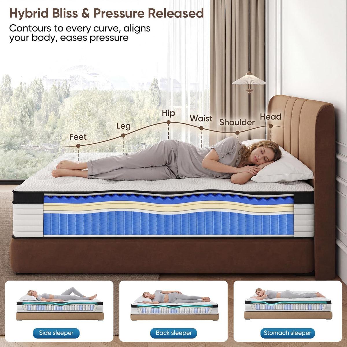 12 Inch Medium Firm Hybrid Memory Foam Mattress I309521