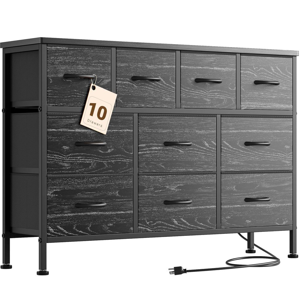 Black 10 Drawer Fabric Dresser Z85237