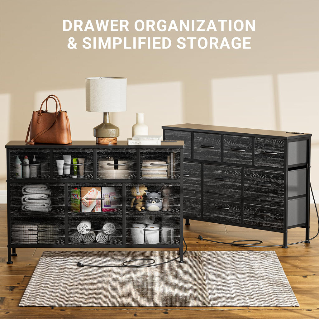 Black 10 Drawer Fabric Dresser Z85237