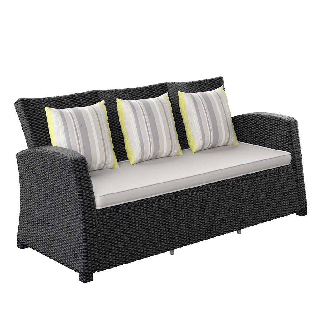 Light Grey Cushions Wicker 1-Piece Patio Sofa N26584