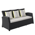 Light Grey Cushions Wicker 1-Piece Patio Sofa N26584