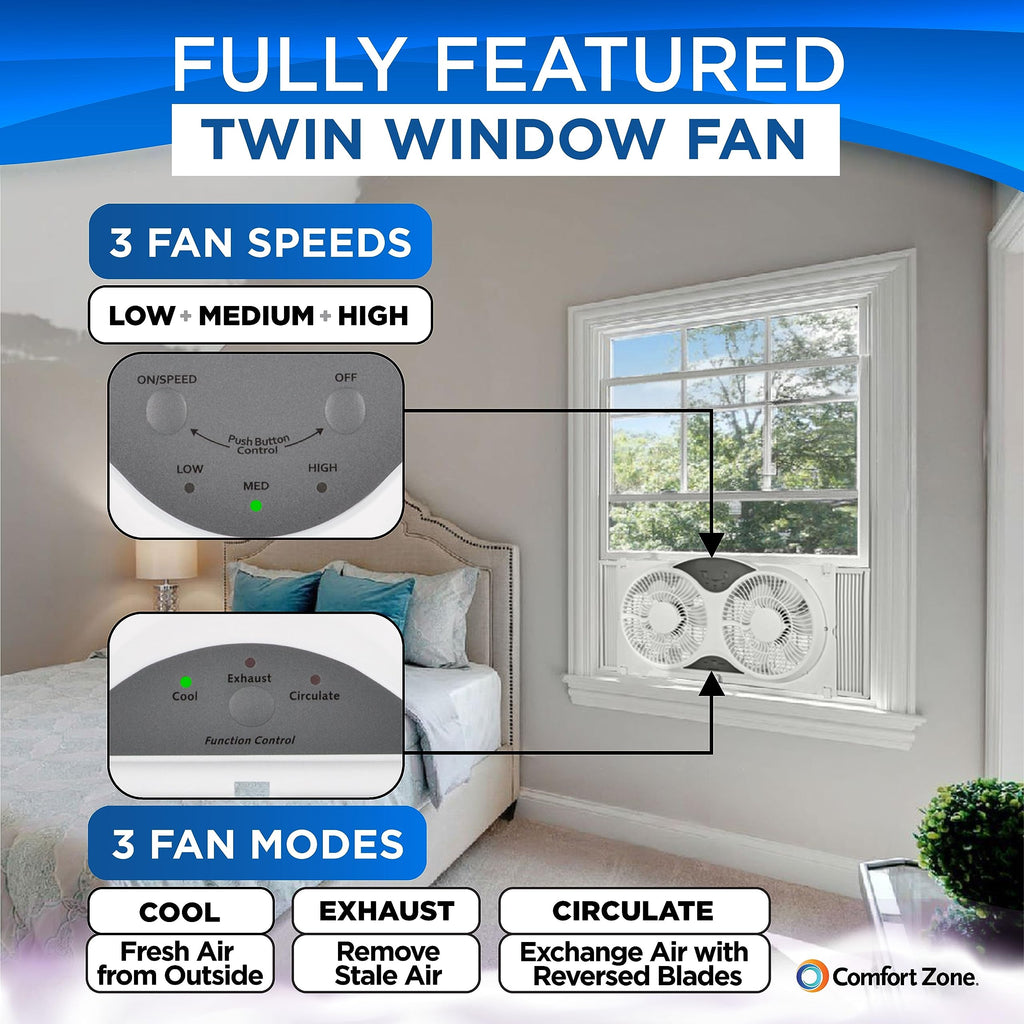 9-Inch Smart WiFi Twin Window Fan with App & Voice Control N735176