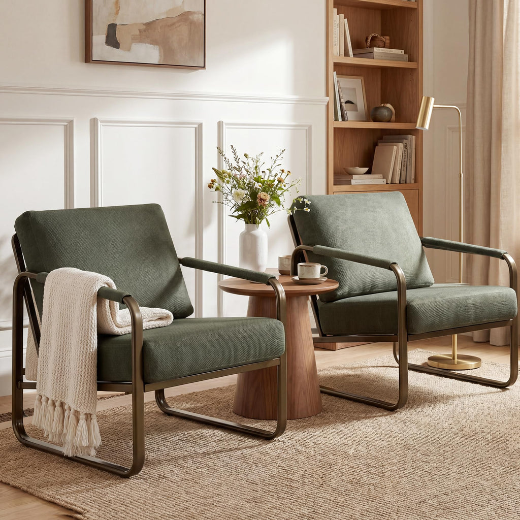 Set of 2 Green Fabric Accent Chair W308